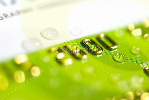 Waterdrops on a credit card