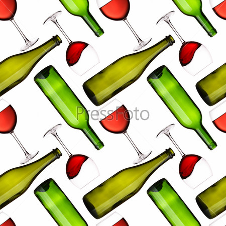 Bottles and glasses seamless pattern