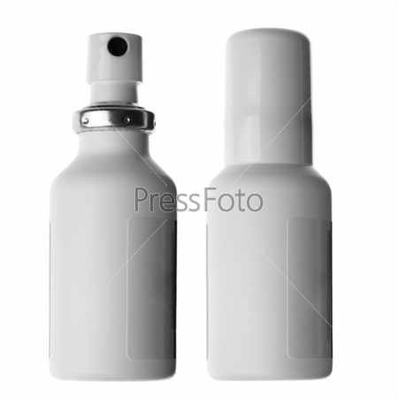 Spray cans with drug isolated over white background