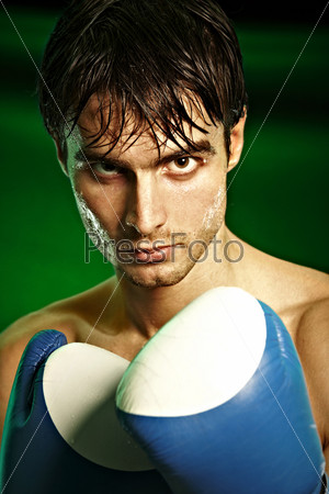 Boxing. Man in boxing gloves