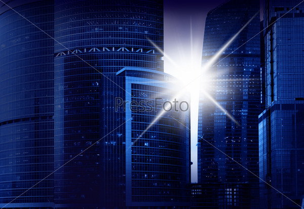 View of buildings modern business centre, stock photo