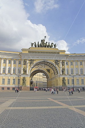 Arch Building - General Army Staff Building in Saint Petersburg, Russia. Classicism-epoch style.
