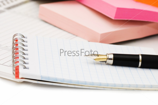 Fountain Pen and blank spiral bound notepad