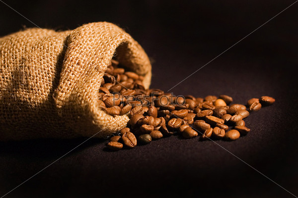 Bag with fresh coffee beans