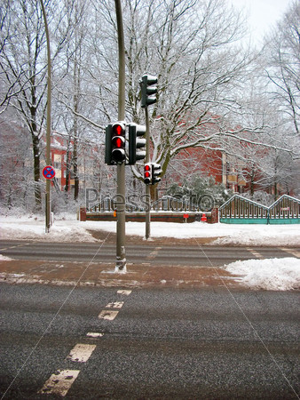 The red foot traffic light