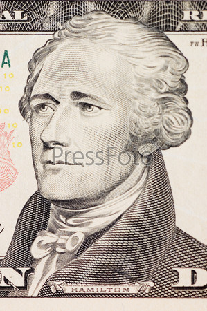 president hamilton face on the ten dollar bill