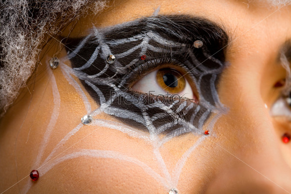woman eye close-up in web make up