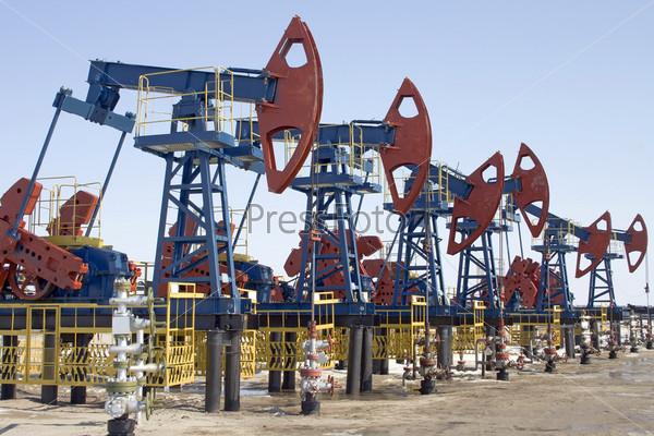 Oil pumps in West Siberia. Oil extraction