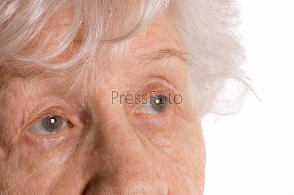 Beautiful old woman isolated on white background