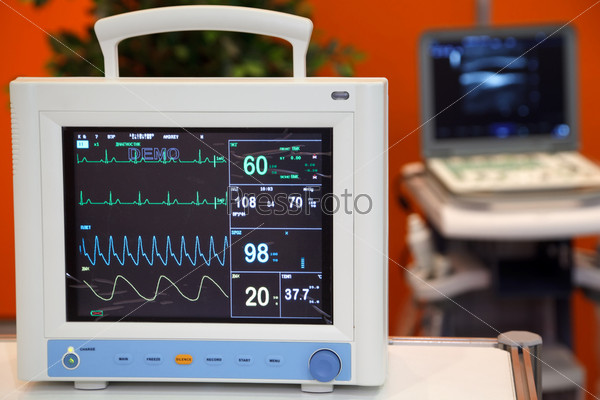 Cardiac Monitor with Vital Signs: EKG, Pulse Oximetry, Blood Pressure