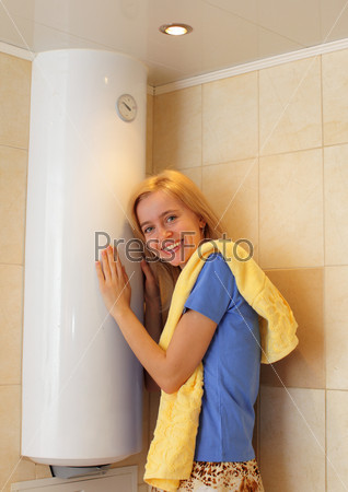 Girl about water heater
