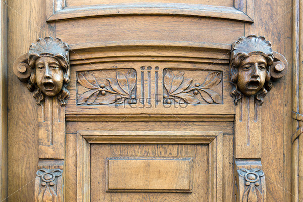 Wooden door in Prague.