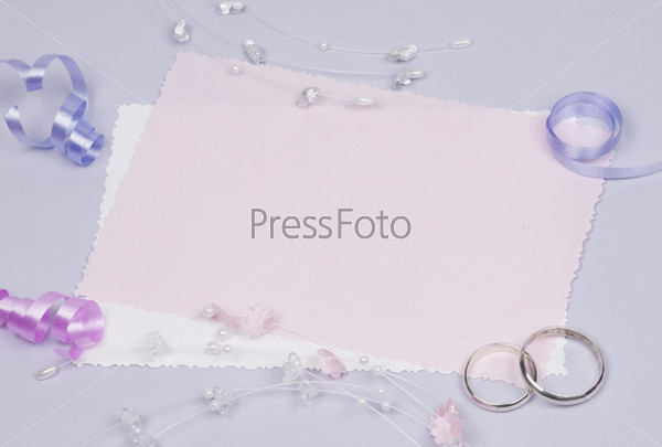 Weddings accessorie a buttonhole  on a card for invitation or congratulation
