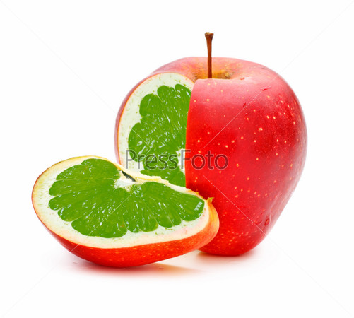 red apple with lime fillings, genetically modified organism