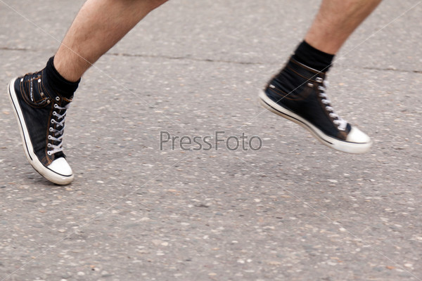 Healthy lifestyle athlete run in sport foot shoes, stock photo