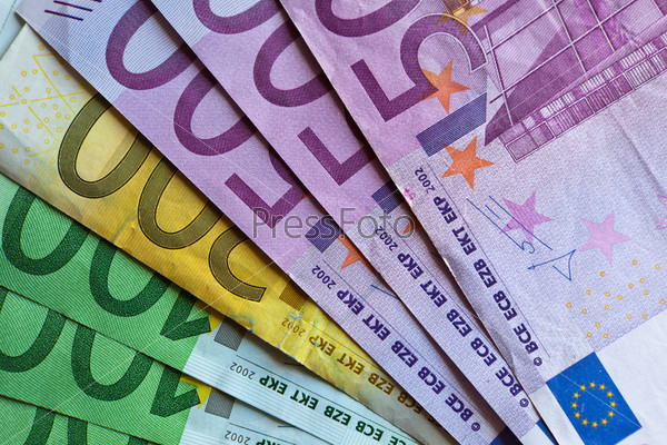 Money bills, banknotes, euro