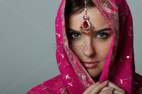 young woman in sari
