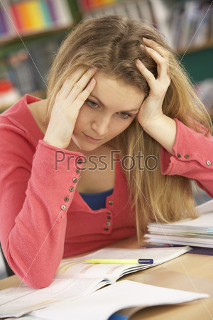 Stressed Female Teenage Student