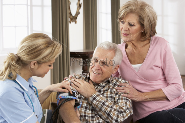 Health Visitor Taking Senior Man\'s Blood Pressure