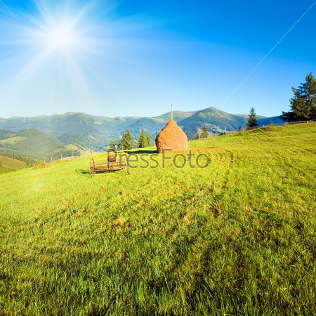 Summer mountain village outskirts