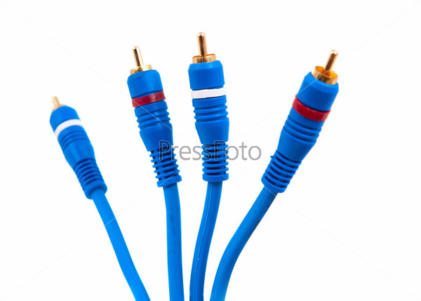 audio video cable on white background