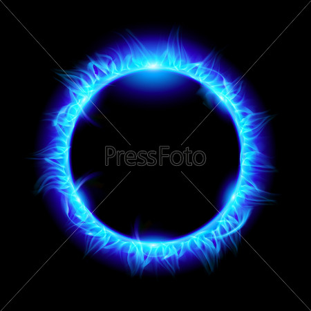 Blue Solar eclipse. Illustration on black background for design
