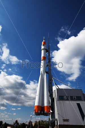 The Monument of  Russian space transport rocket. Samara. Russia.