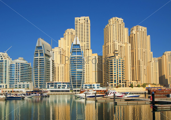 Town scape at summer. Panoramic scene, Dubai.
