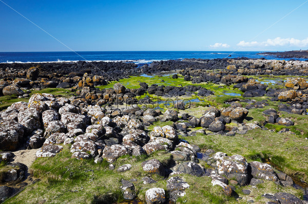 Giantâ??s Causeway located in County Antrim on the northeast coast of Northern Ireland