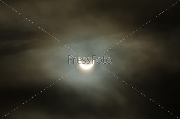 The final stage of the solar eclipse in Europe at the beginning of January, 2011