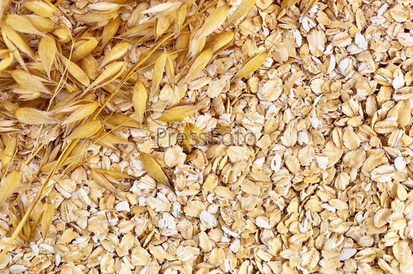 The texture of oatmeal with oat stalks left