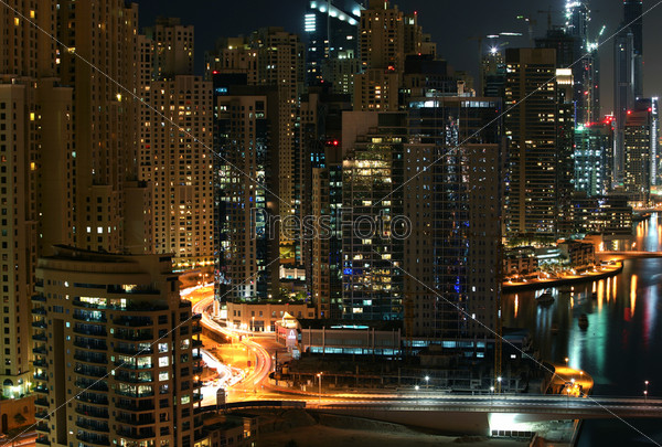 City at night time. Dubai