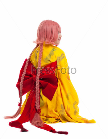 girl in cosplay character kimono costume