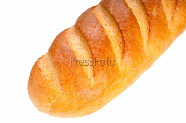 Long loaf bread  on white background