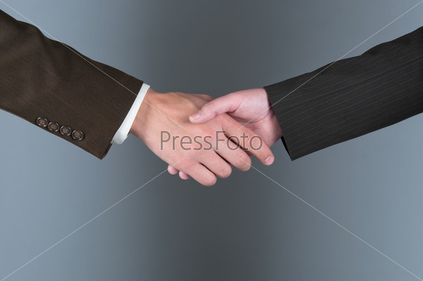 Hand shake of the business man and the woman