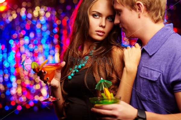 Image of posh couple spending leisure in the night club, stock photo