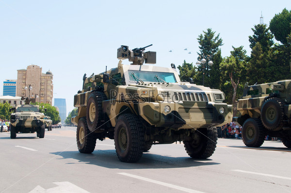 BAKU, AZERBAIJAN - JUNE 26, 2011 : Army Day Military Parade in Baku, Azerbaijan on June 26, 2011.