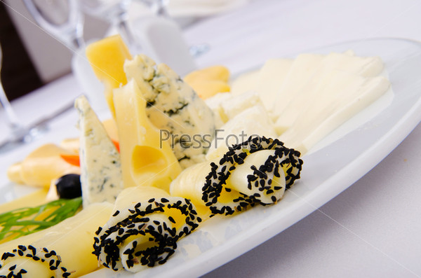 Cheese platter with selection