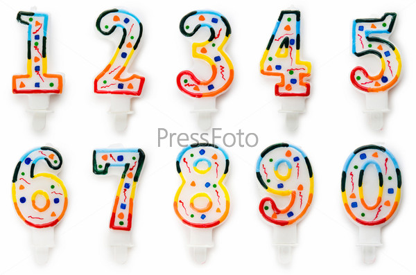 Birthday candles isolated on the white