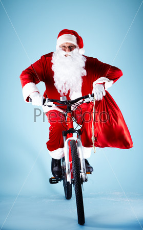 Santa on bicycle