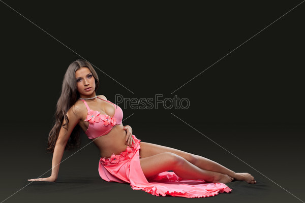 Pretty girl in oriental rose costume