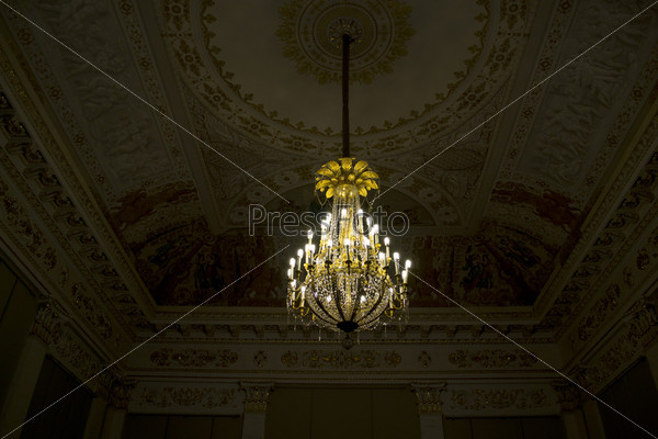 Ceiling of Russian museum in low key