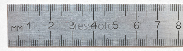 Metric steel ruler, isolated on white.