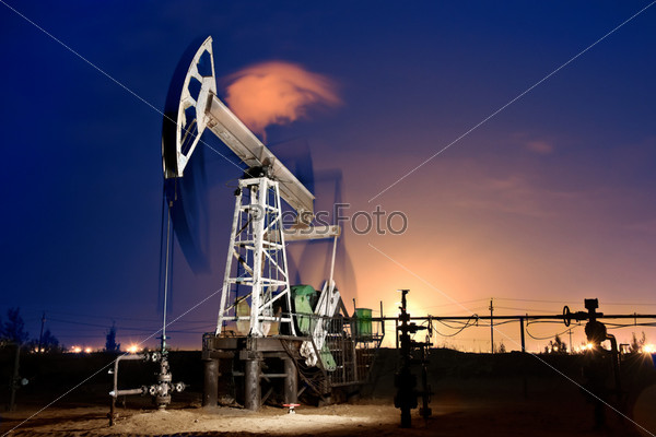 Oil Rig at night.
