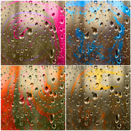 set dripped water on abstract background