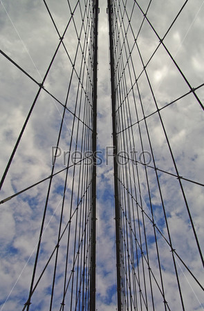 Piece of metal cables holding the bridge
