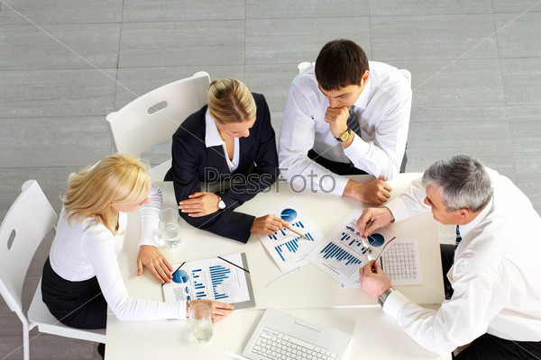 Above view of business team discussing future strategy