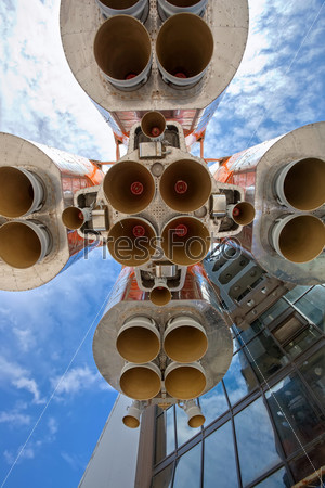 Details of space rocket engine, stock photo