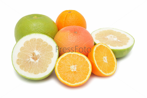 Group of citrus fruits, isolated
