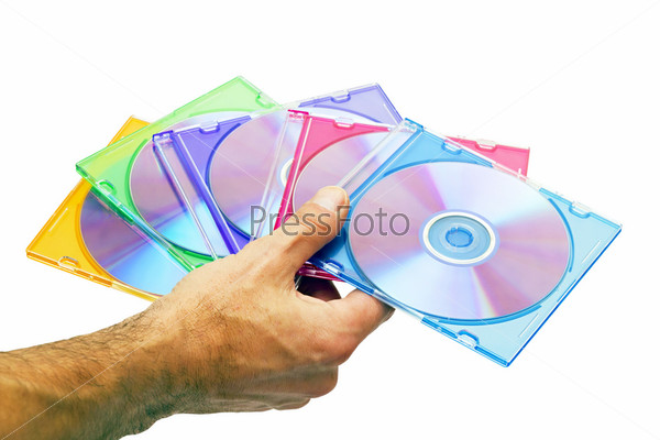 man\'s hand with DVD